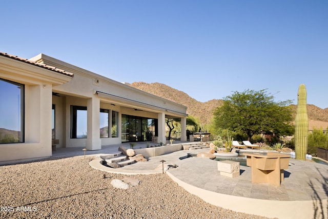12887 N 135th St, Scottsdale, AZ 85259 - view of patio / terrace featuring a ceiling fan and a mountain view