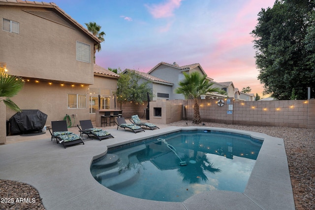1574 E Scott Ave, Gilbert, AZ 85234 - view of pool with a patio, a fenced backyard, and grilling area