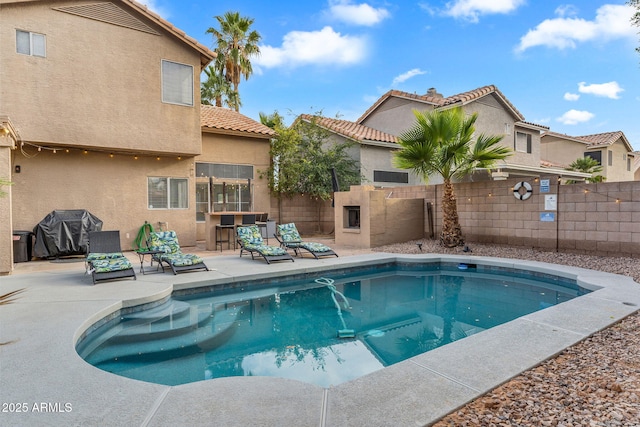 1574 E Scott Ave, Gilbert, AZ 85234 - view of swimming pool with a patio area, a fenced backyard, and a grill