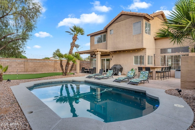 1574 E Scott Ave, Gilbert, AZ 85234 - view of swimming pool featuring a patio area, a fenced backyard, and a grill