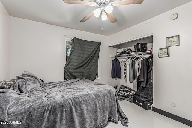 4020 W Anderson Dr, Glendale, AZ 85308 - tiled bedroom with a closet and a ceiling fan