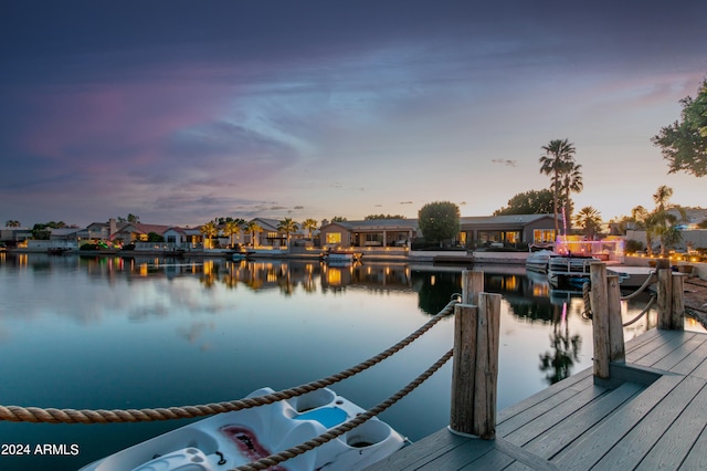 view of dock featuring a water view