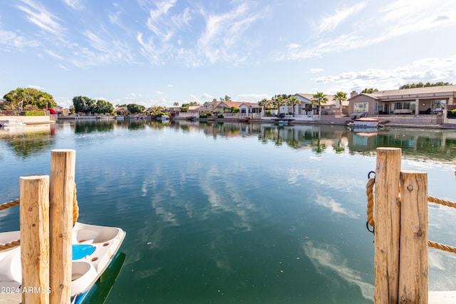 dock area featuring a water view