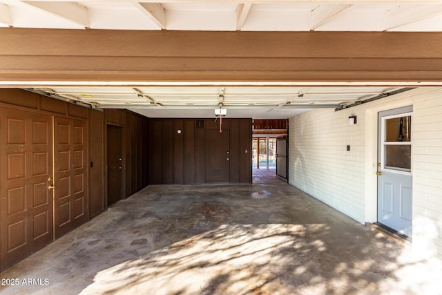 garage with a garage door opener