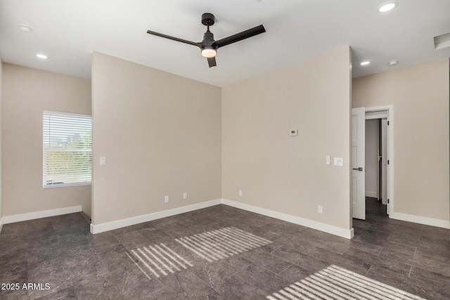 spare room featuring ceiling fan