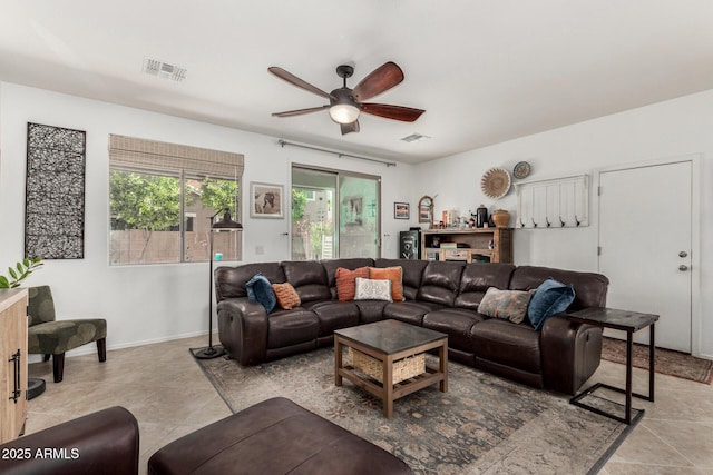 2048 S Martingale Rd, Gilbert, AZ 85295 - living area featuring a ceiling fan and light tile patterned floors