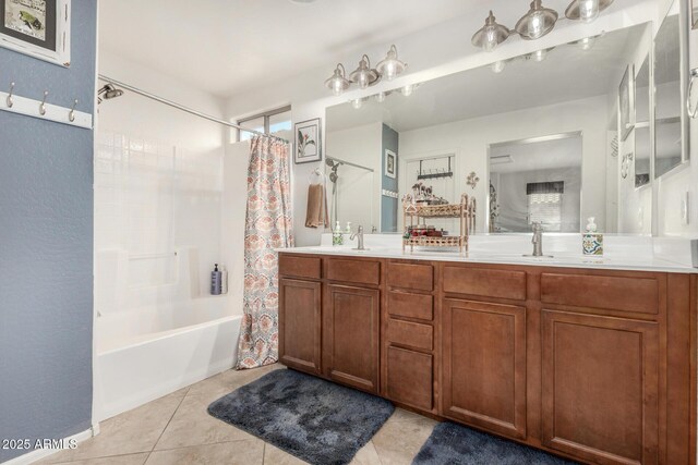 2048 S Martingale Rd, Gilbert, AZ 85295 - bathroom featuring double vanity, shower / tub combo, and tile patterned floors