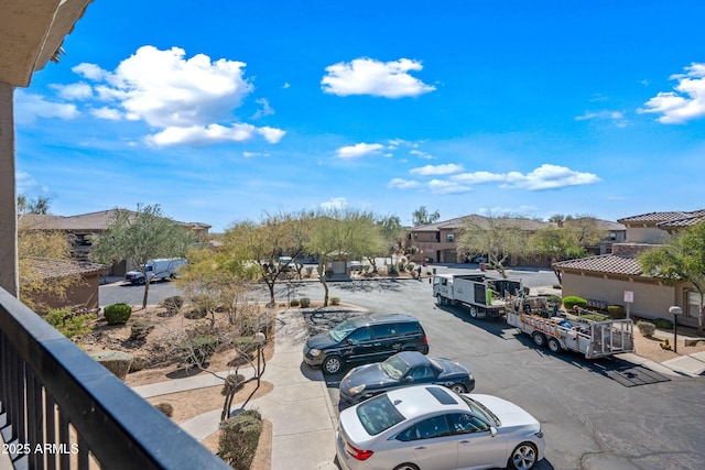 view of road with a residential view