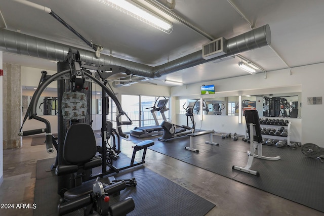 gym with visible vents
