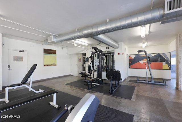 exercise room with visible vents