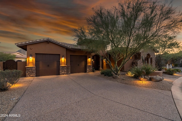 view of front of house with a garage