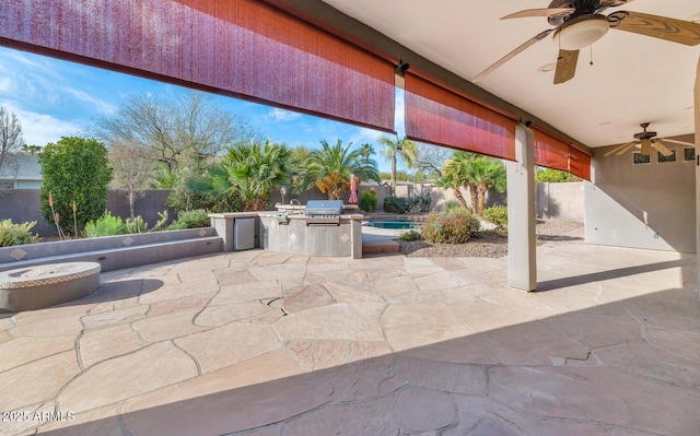 view of patio with grilling area and exterior kitchen