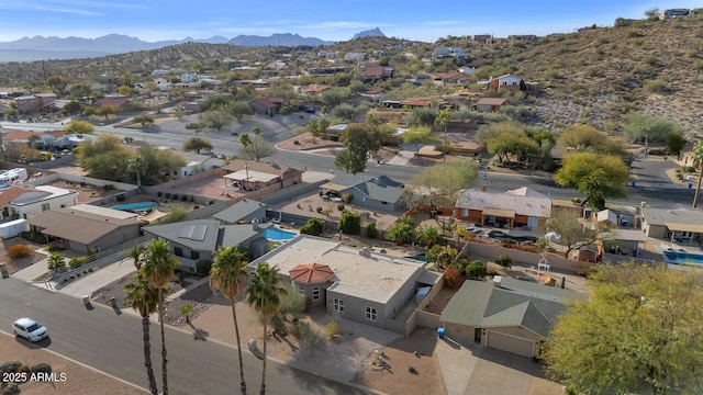 drone / aerial view with a mountain view