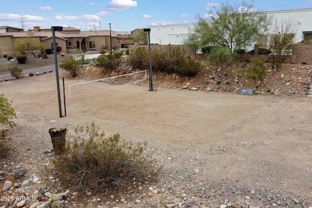 exterior space with volleyball court