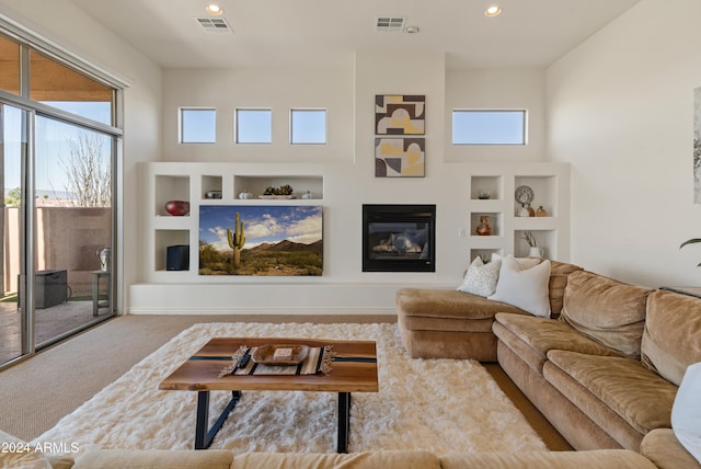 living room featuring carpet floors