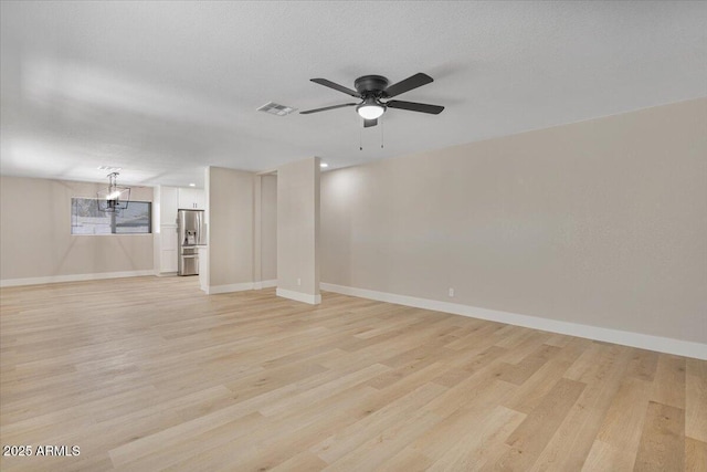 3846 W Cavalier Dr, Phoenix, AZ 85019 - unfurnished living room with visible vents, light wood-style flooring, and baseboards