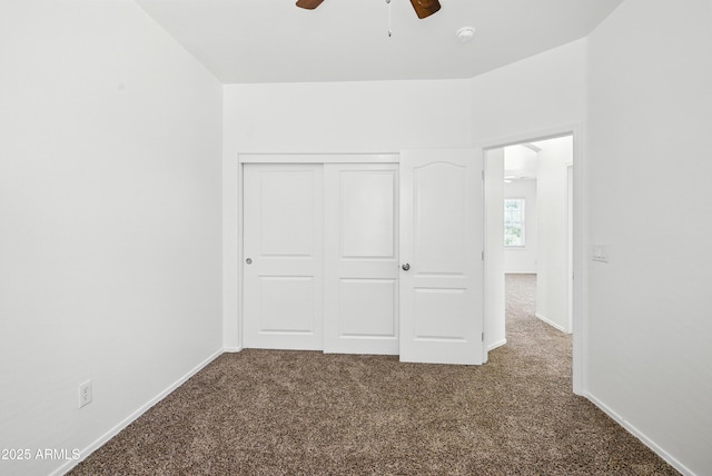 2109 E Fraktur Rd, Phoenix, AZ 85040 - unfurnished bedroom featuring carpet floors, a closet, and a ceiling fan