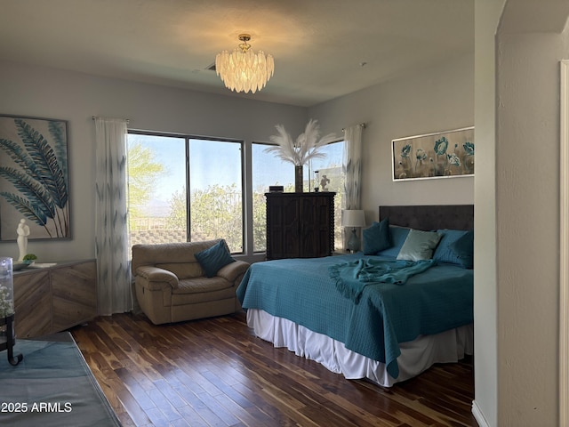 14253 N Honeysuckle Dr N, Fountain Hills, AZ 85268 - bedroom featuring hardwood / wood-style floors and a chandelier