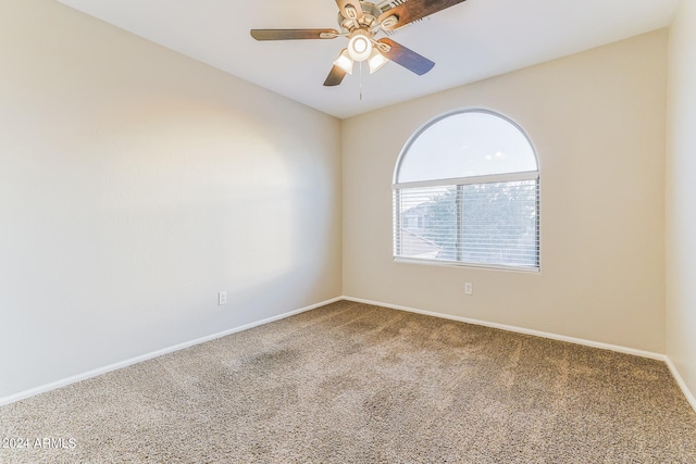 carpeted empty room featuring a wealth of natural light and ceiling fan