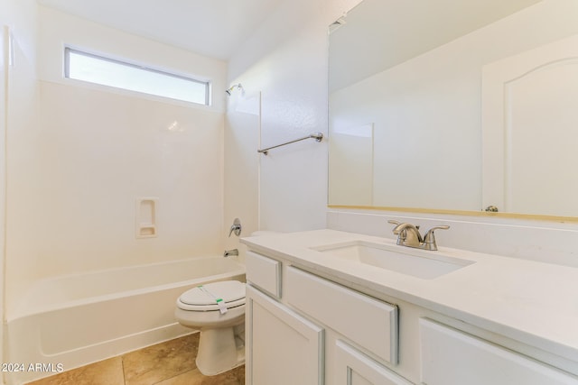 full bathroom with vanity, shower / bathing tub combination, toilet, and tile patterned floors