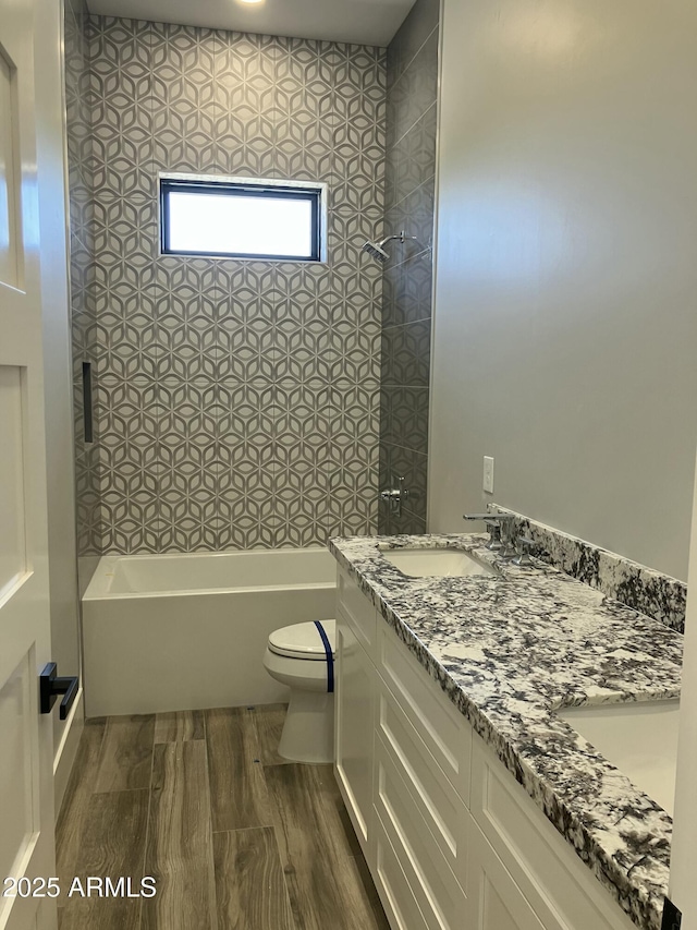 4079 E Roosevelt St, Apache Junction, AZ 85119 - full bath featuring double vanity, shower / bath combination, and wood finished floors