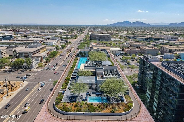 aerial view with a mountain view