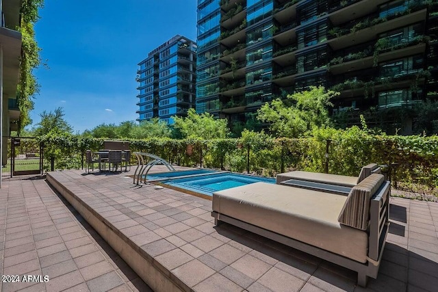 view of pool featuring a patio