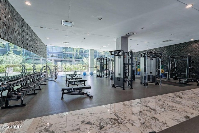 exercise room with expansive windows