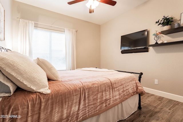 4422 E Spur Dr, Cave Creek, AZ 85331 - bedroom featuring wood finished floors, baseboards, and ceiling fan
