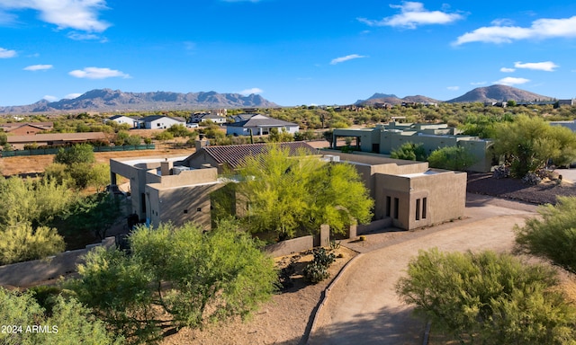 bird's eye view with a mountain view