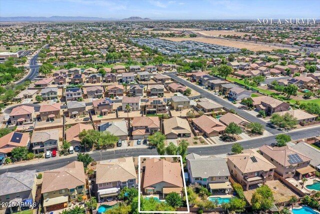 45131 W Horse Mesa Rd, Maricopa, AZ 85139 - aerial view of residential area featuring property parcel outlined and mountains