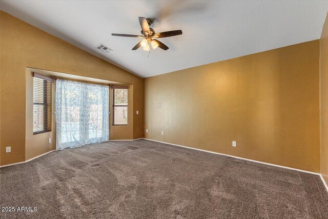 45131 W Horse Mesa Rd, Maricopa, AZ 85139 - carpeted spare room with ceiling fan, lofted ceiling, and a textured wall