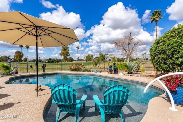 view of pool featuring fence and a fenced in pool