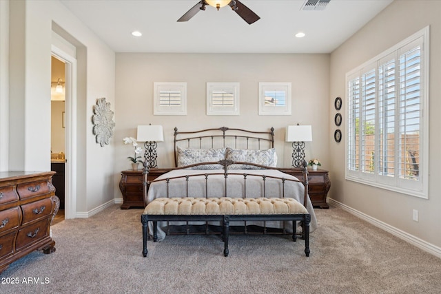 7511 S Parkcrest St, Gilbert, AZ 85298 - carpeted bedroom with recessed lighting and a ceiling fan