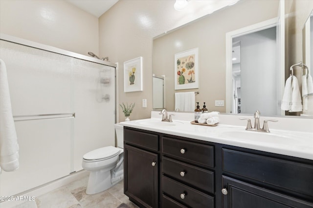 7511 S Parkcrest St, Gilbert, AZ 85298 - full bath with a shower stall, double vanity, and tile patterned floors