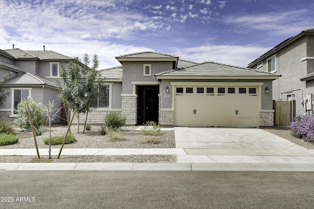 prairie-style house with a garage