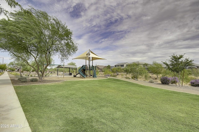 view of yard featuring a playground