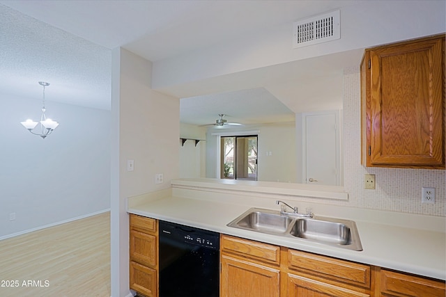9355 N 91st St Unit 116, Scottsdale, AZ 85258 - kitchen with dishwasher, a sink, visible vents, and light countertops