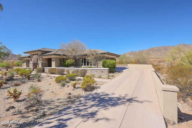 prairie-style house with a mountain view