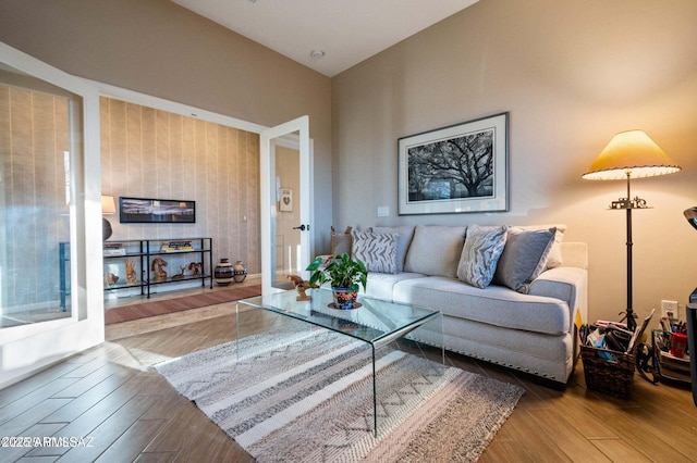 living room with wood finished floors