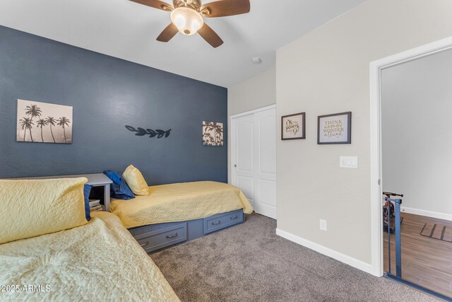 23886 W Harrison Dr, Buckeye, AZ 85326 - bedroom with carpet, ceiling fan, and a closet