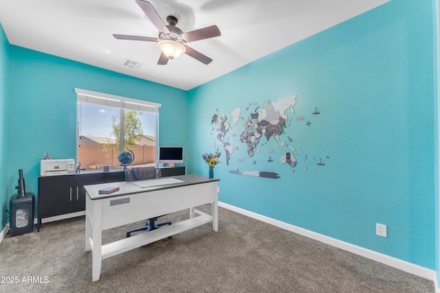 23886 W Harrison Dr, Buckeye, AZ 85326 - office space featuring a ceiling fan and carpet flooring