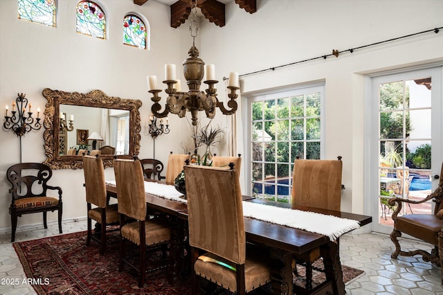 4316 N 40th St, Phoenix, AZ 85018 - dining area featuring a chandelier and a towering ceiling
