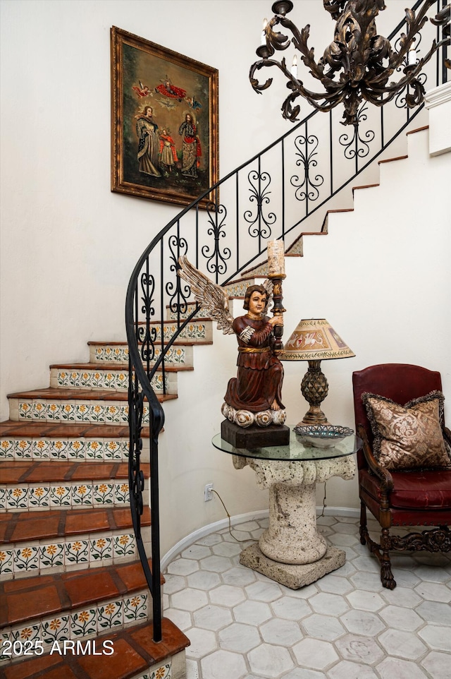 4316 N 40th St, Phoenix, AZ 85018 - stairway featuring baseboards and tile patterned flooring