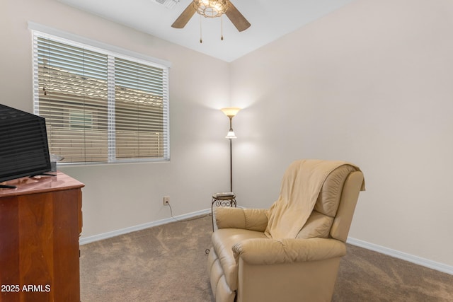 11159 E Sebring Ave, Mesa, AZ 85212 - living area featuring carpet floors and ceiling fan