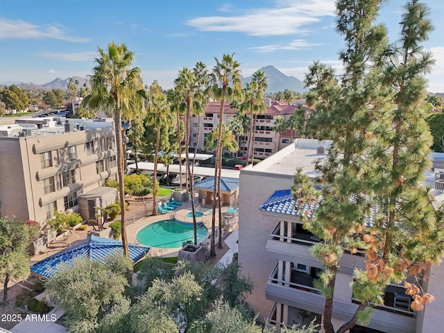 exterior space with a mountain view