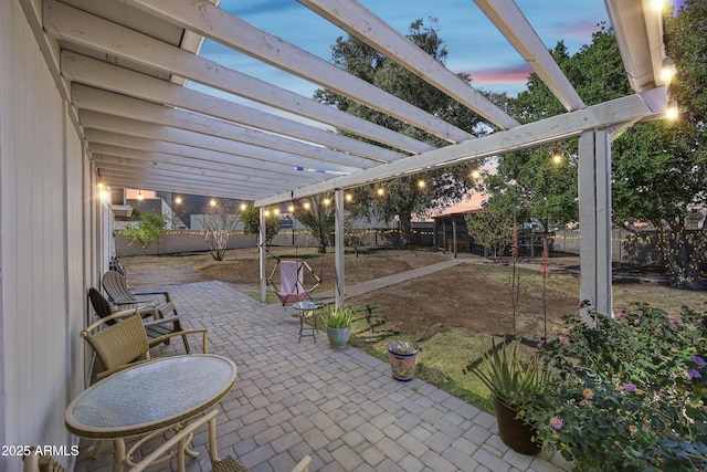 view of patio with a fenced backyard and a pergola