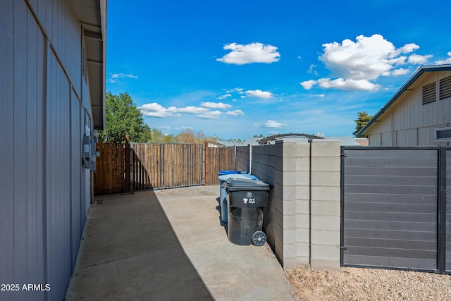 view of patio / terrace featuring fence