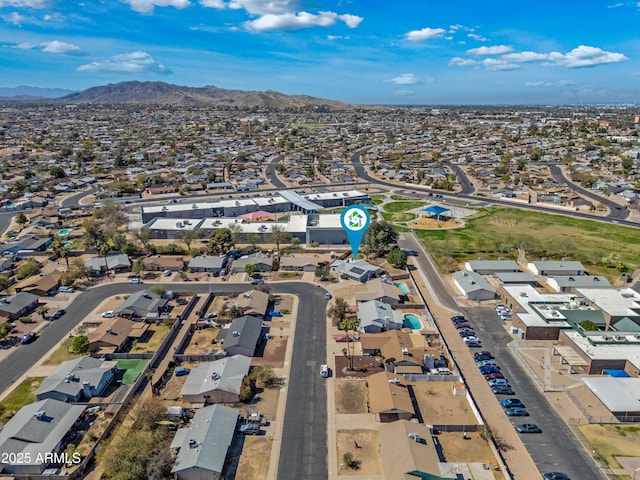 aerial view with a residential view and a mountain view