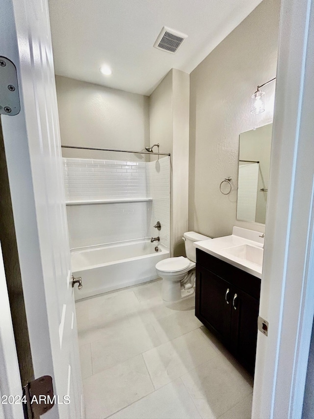 full bathroom featuring vanity, toilet, and shower / washtub combination